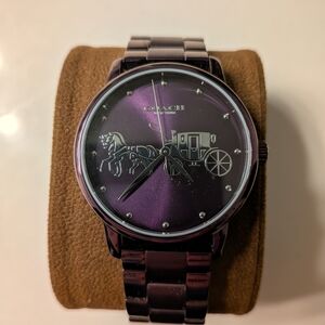 Coach Metallic Purple Watch with Horse and Carriage